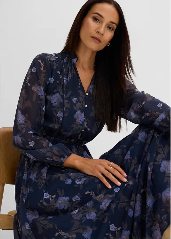 Midi chiffonkjole, bonprix
