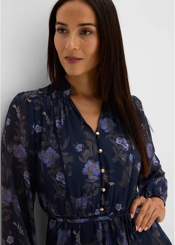 Midi chiffonkjole, bonprix