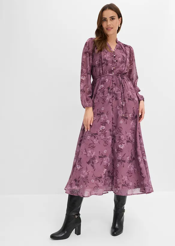 Midi chiffonkjole, bonprix
