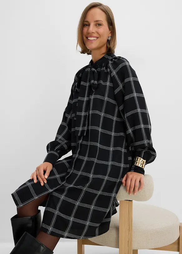 Skjortekjole med sl&oslash;yfe i halsen, bonprix