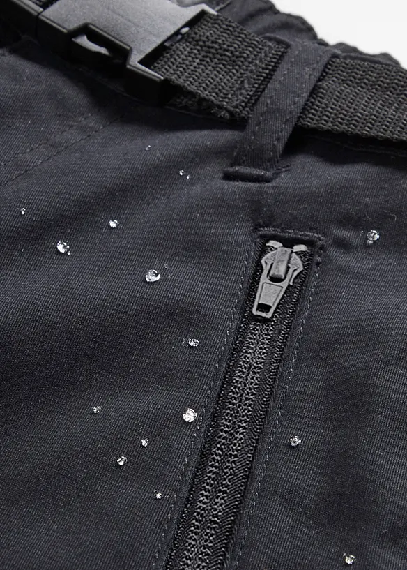 Vannavst&oslash;tende funksjonsbukse i twill med stretch og belte, bonprix