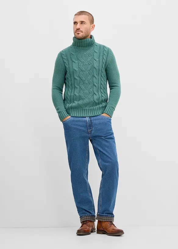 Classic fit jeans med mykt, varmende flanellf&ocirc;r, straight, bonprix