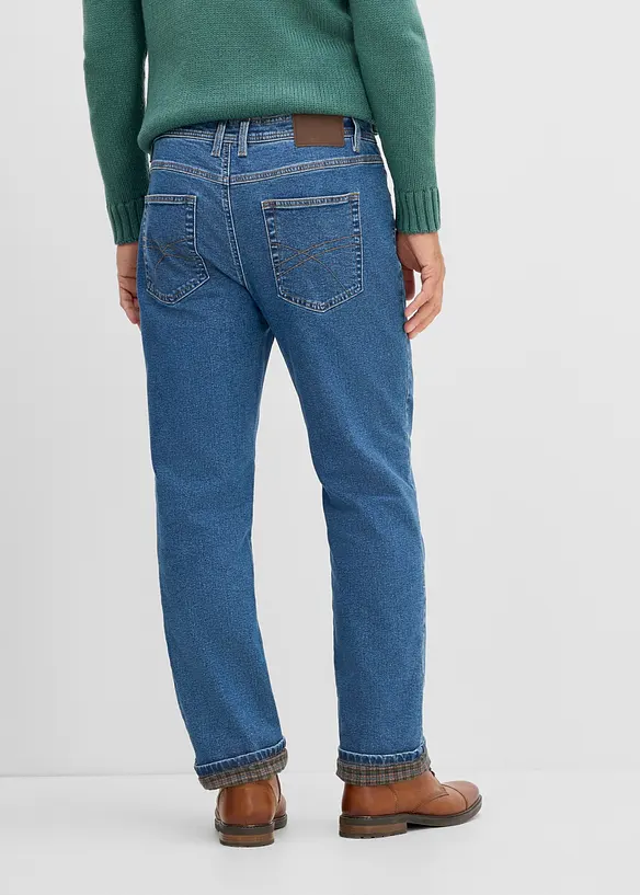 Classic fit jeans med mykt, varmende flanellf&ocirc;r, straight, bonprix