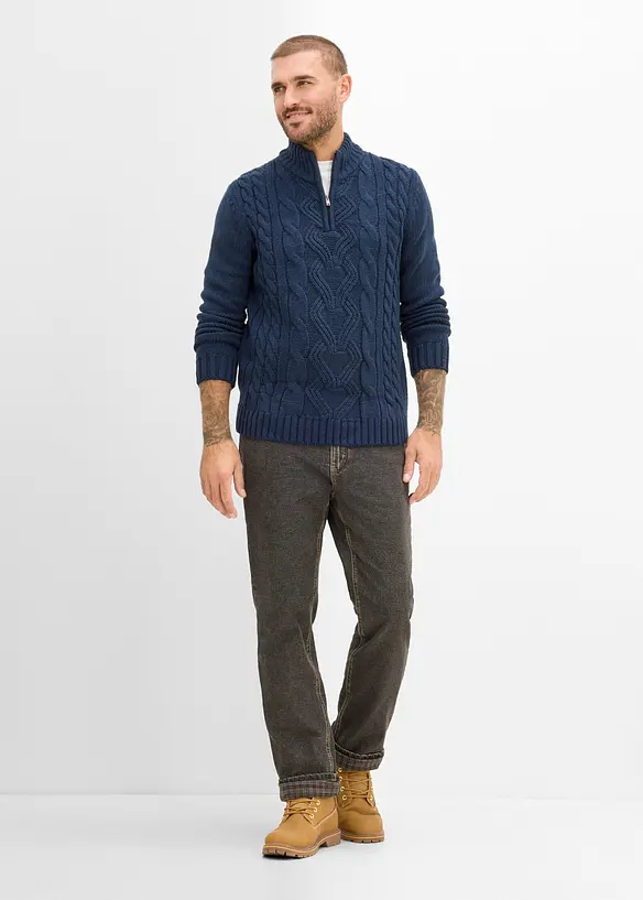 Classic fit jeans med mykt, varmende flanellf&ocirc;r, straight, bonprix