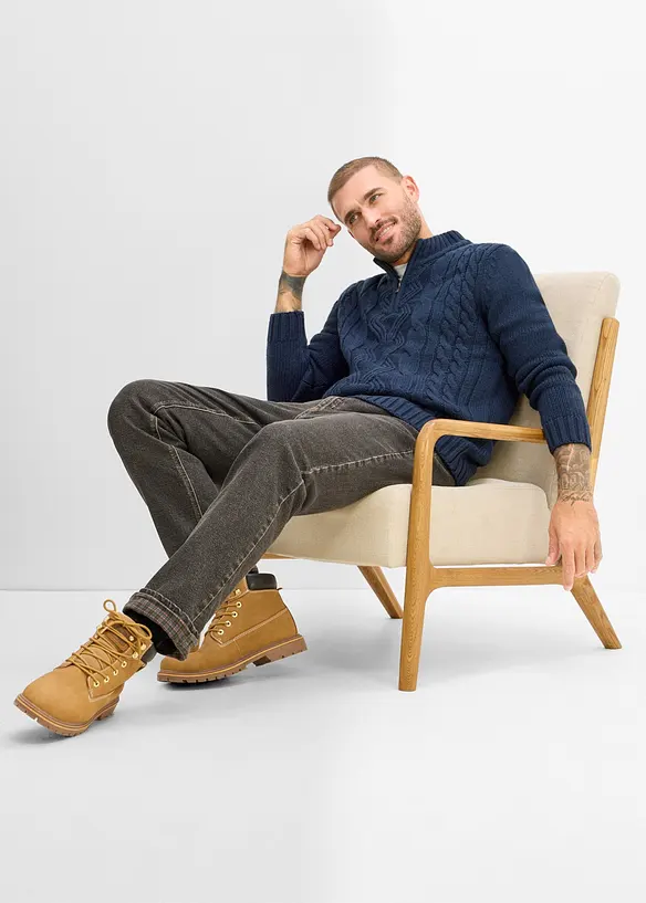Classic fit jeans med mykt, varmende flanellf&ocirc;r, straight, bonprix