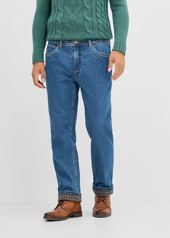 Classic fit jeans med mykt, varmende flanellf&ocirc;r, straight, bonprix