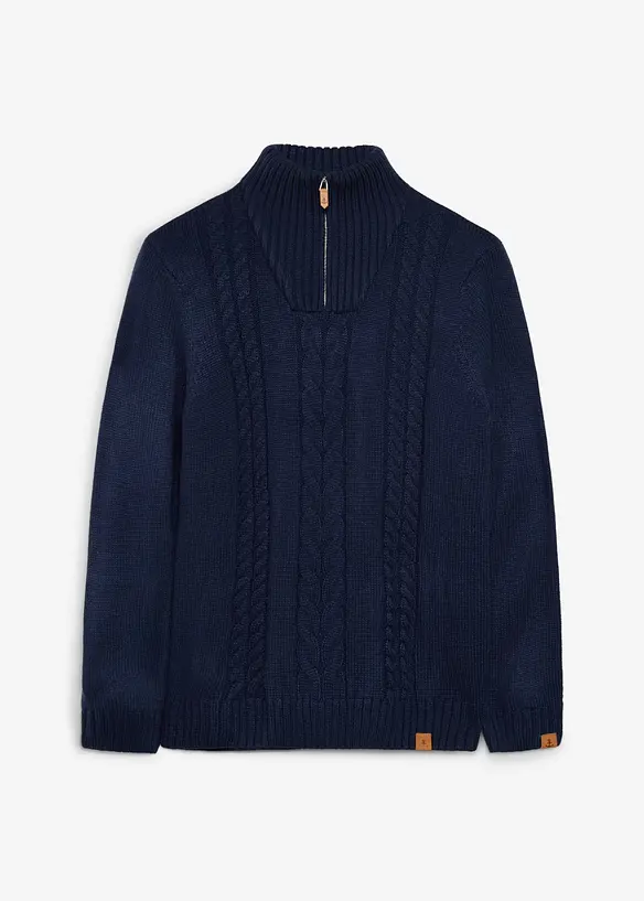 Half zip genser med flettem&oslash;nster, bonprix