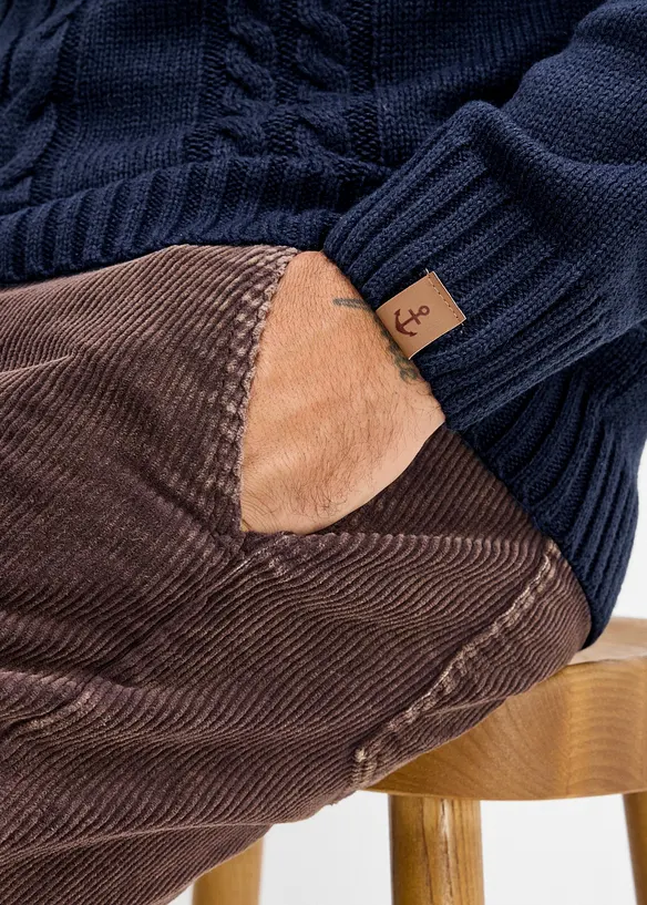 Half zip genser med flettem&oslash;nster, bonprix