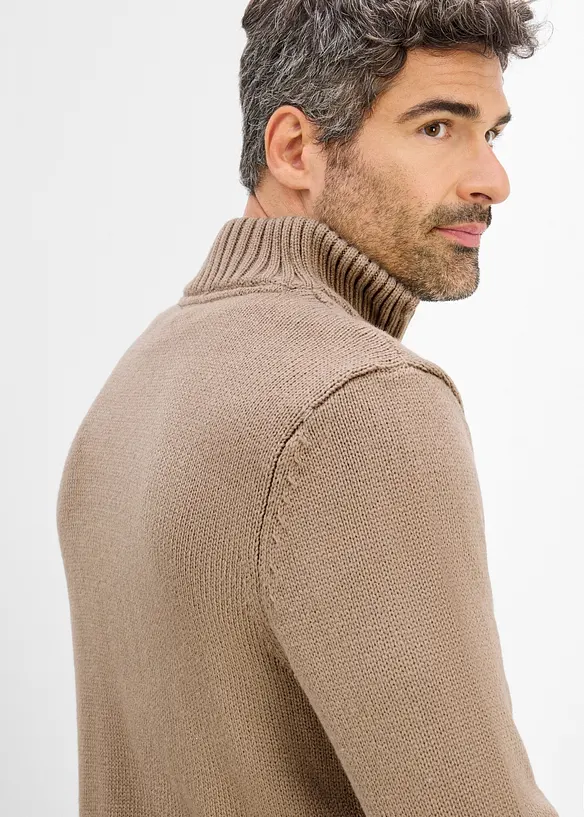 Half zip genser med flettem&oslash;nster, bonprix