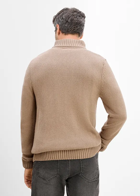Half zip genser med flettem&oslash;nster, bonprix