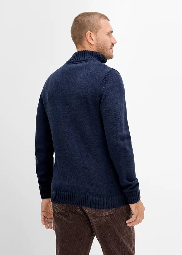 Half zip genser med flettem&oslash;nster, bonprix