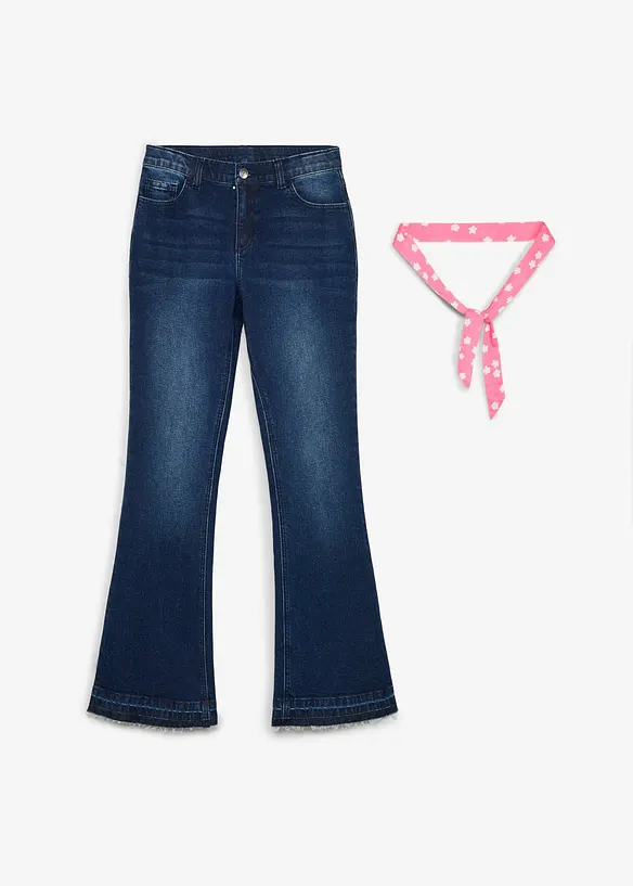 Flared-jeans med knytebelte, Mid Waist, bonprix