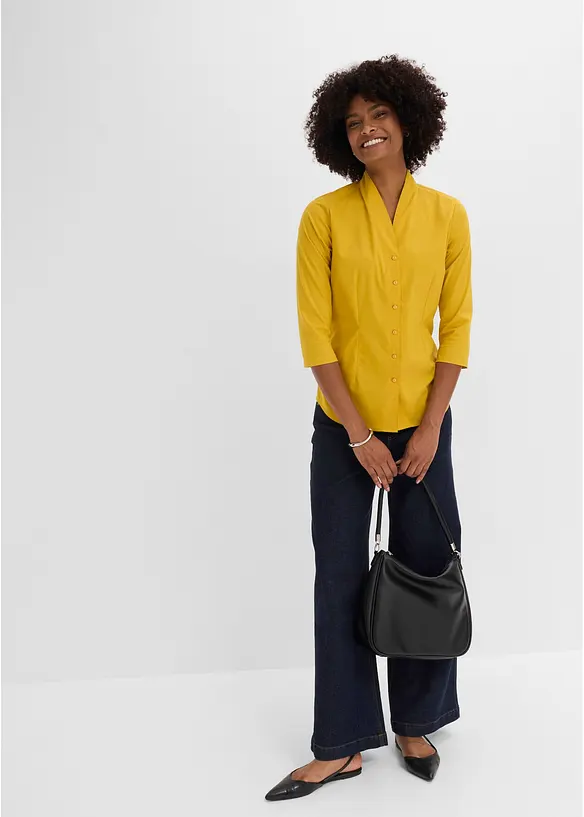 Bluse med st&aring;krage, bonprix