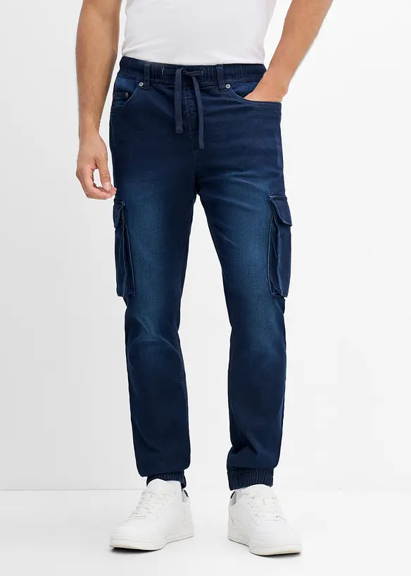 Slim fit cargo joggejeans med strikklinning, straight, bonprix