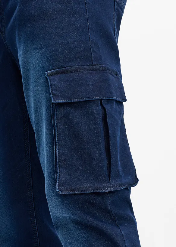 Slim fit cargo joggejeans med strikklinning, straight, bonprix