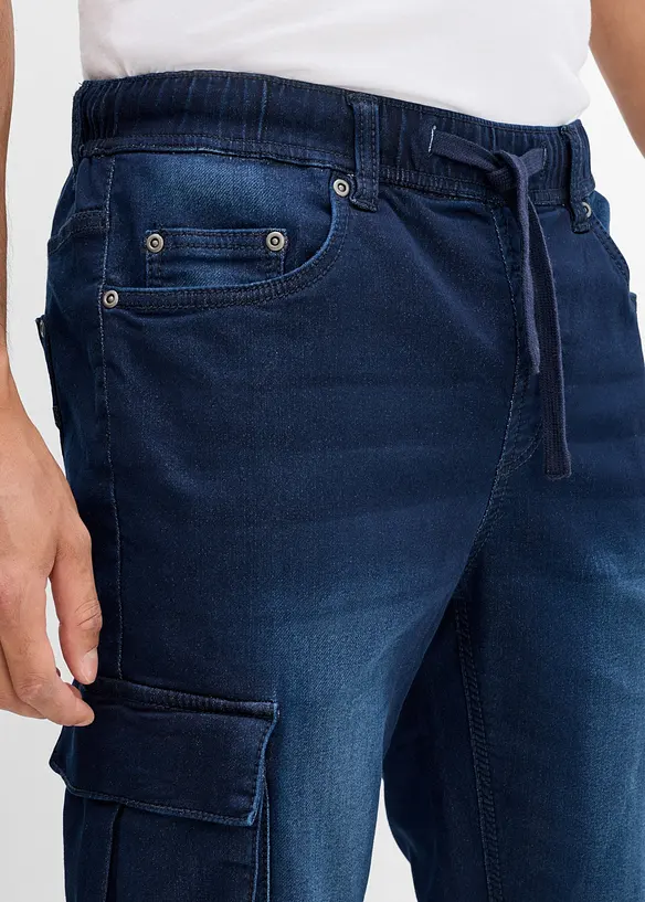 Slim fit cargo joggejeans med strikklinning, straight, bonprix