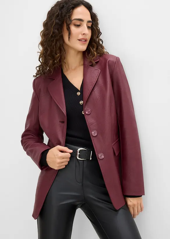 Lang blazer i imitert skinn, bonprix