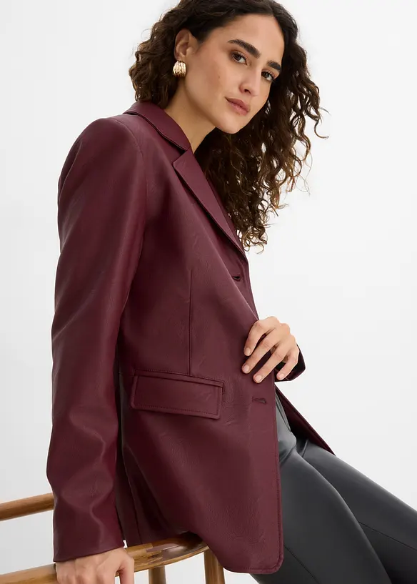 Lang blazer i imitert skinn, bonprix