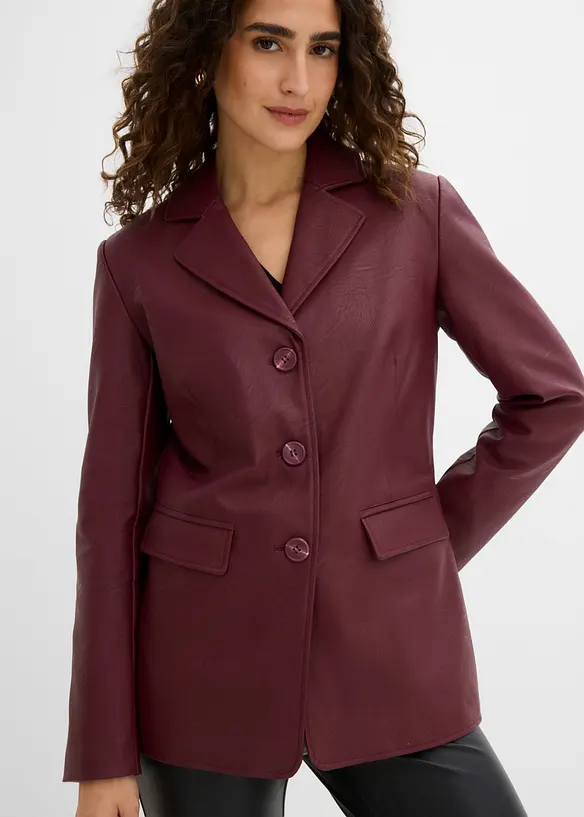 Lang blazer i imitert skinn, bonprix