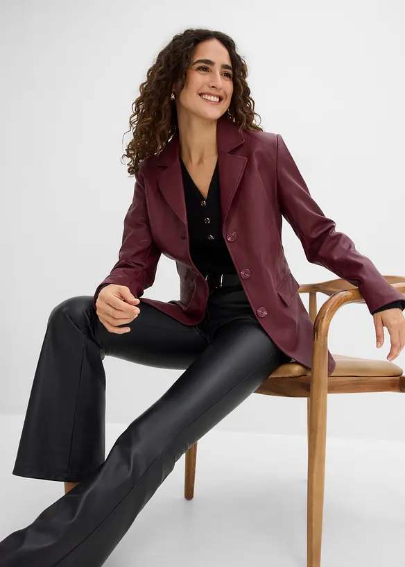 Lang blazer i imitert skinn, bonprix