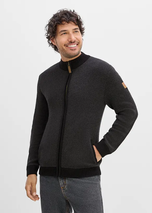 Grovstrikket cardigan i 100% bomull, bonprix