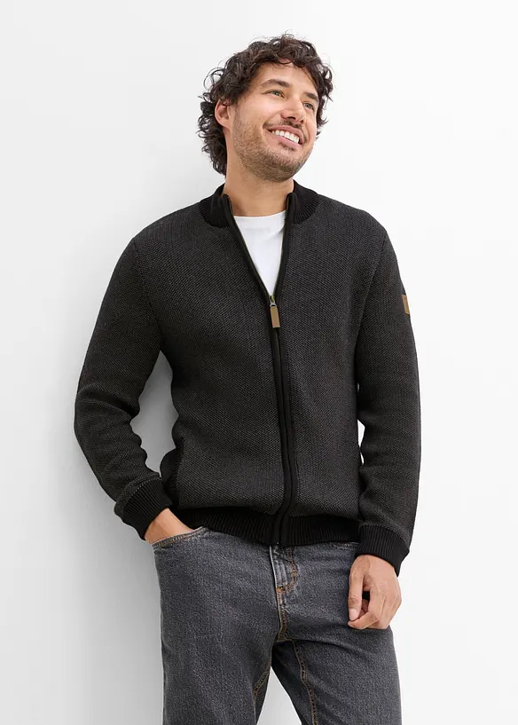 Grovstrikket cardigan i 100% bomull, bonprix