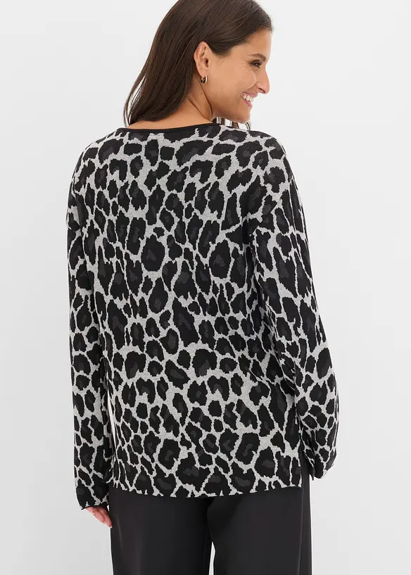 Finstrikket genser med jacquardm&oslash;nster, bonprix