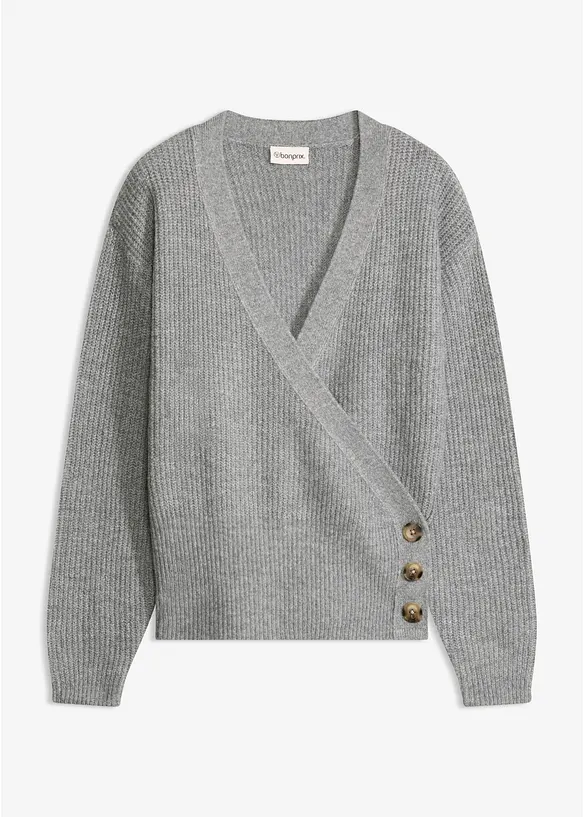 Oversized genser i omslagsstil, bonprix