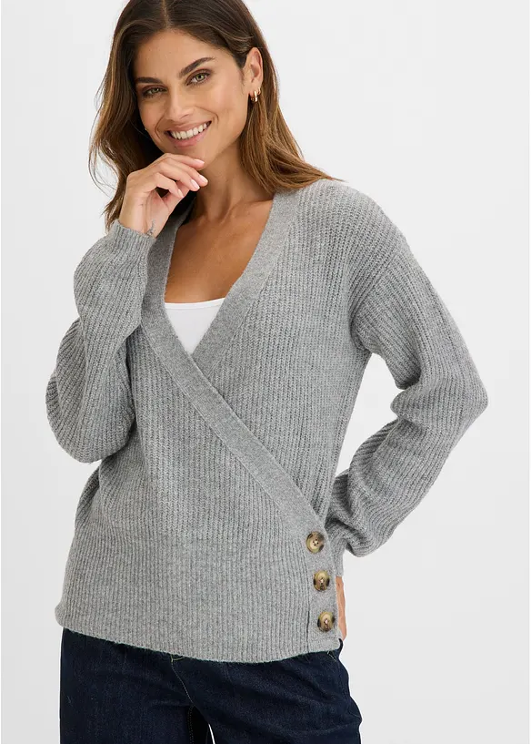 Oversized genser i omslagsstil, bonprix