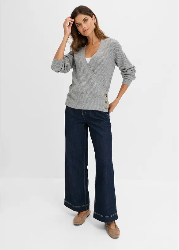 Oversized genser i omslagsstil, bonprix