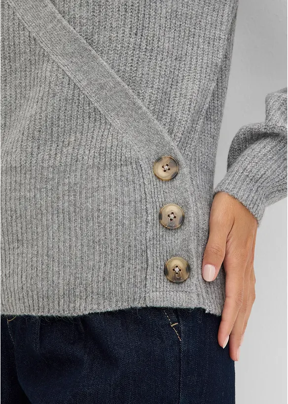 Oversized genser i omslagsstil, bonprix