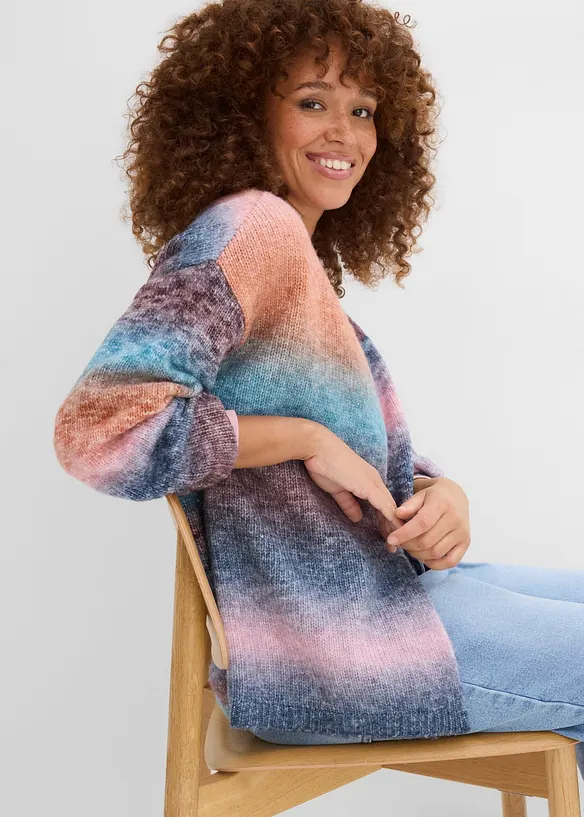 Grovstrikket cardigan i myk garnmiks med ull, bonprix