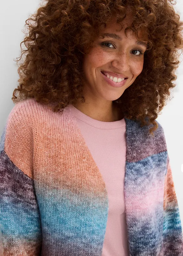 Grovstrikket cardigan i myk garnmiks med ull, bonprix