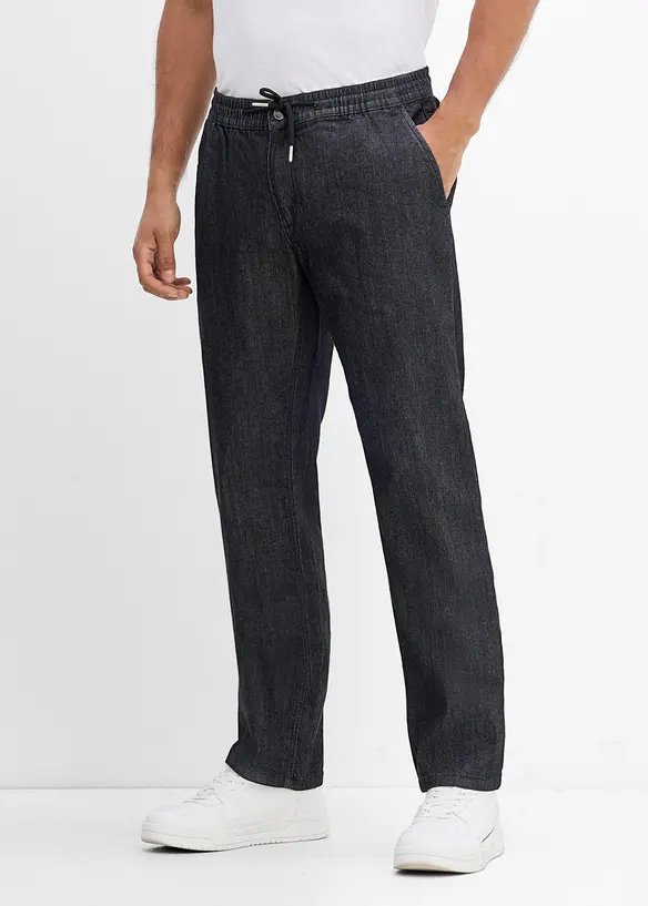 Lette Regular Fit pull on-jeans med stretchlinning, Straight, bonprix
