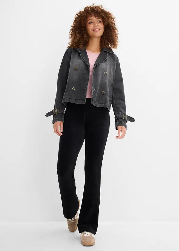 Utsvingt leggings i kordfl&oslash;yel, bonprix