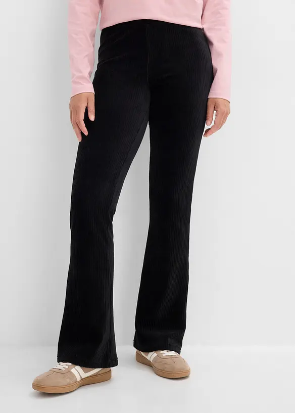 Utsvingt leggings i kordfl&oslash;yel, bonprix