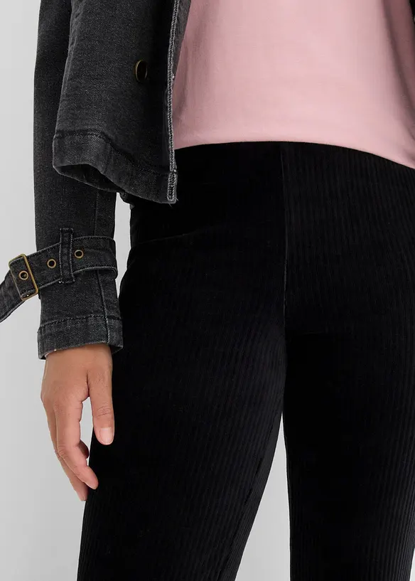 Utsvingt leggings i kordfl&oslash;yel, bonprix