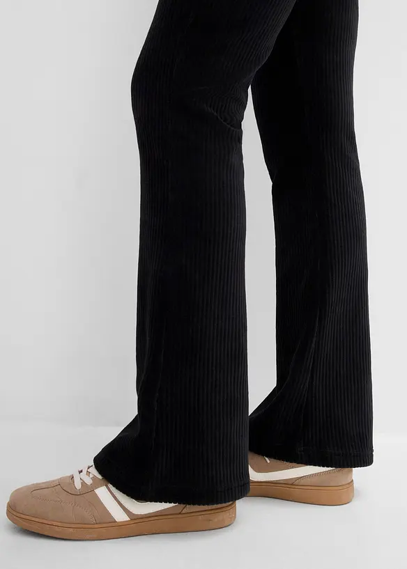 Utsvingt leggings i kordfl&oslash;yel, bonprix
