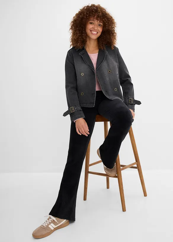 Utsvingt leggings i kordfl&oslash;yel, bonprix