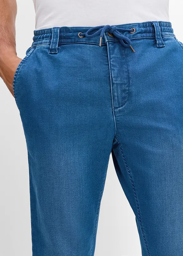 Regular Fit-jeansjogger med stretchlinning, Tapered, bonprix