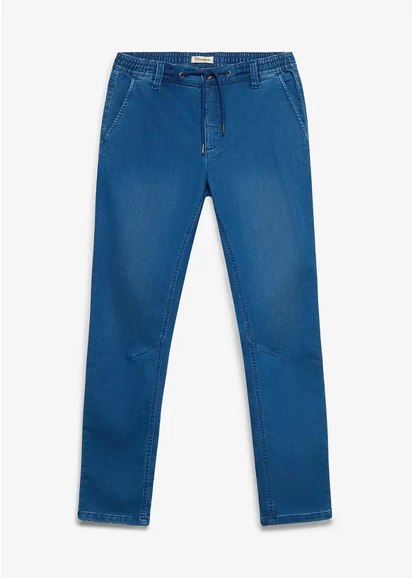 Regular Fit-jeansjogger med stretchlinning, Tapered, bonprix