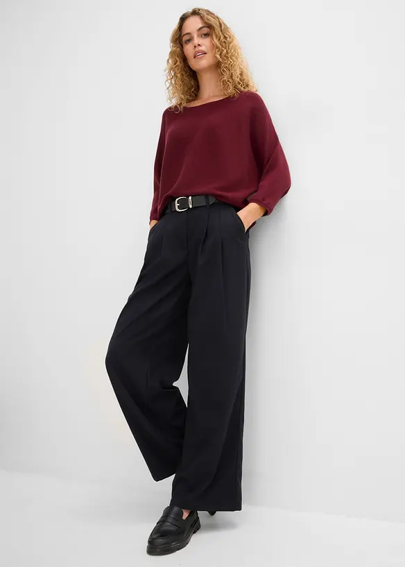 Oversized, ribbestrikket genser i viskosemiks, bonprix