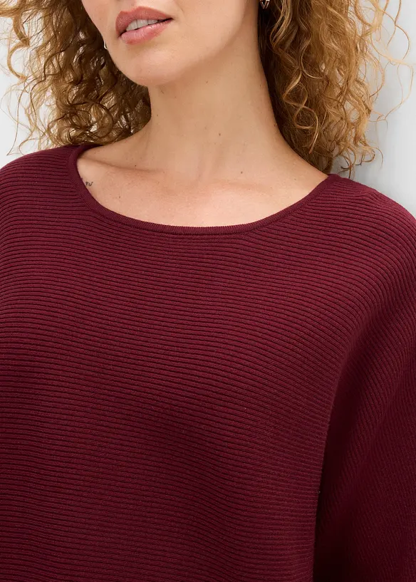 Oversized, ribbestrikket genser i viskosemiks, bonprix