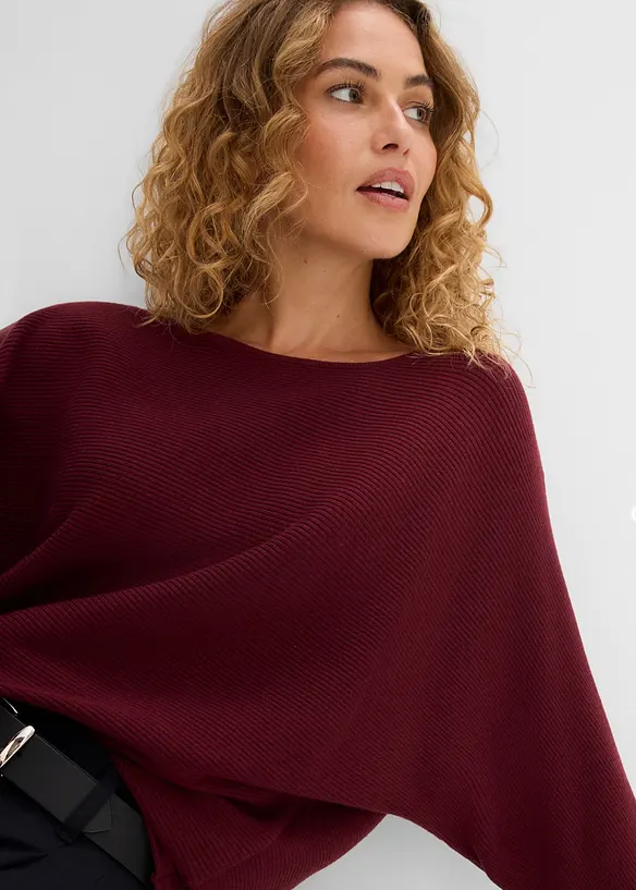 Oversized, ribbestrikket genser i viskosemiks, bonprix
