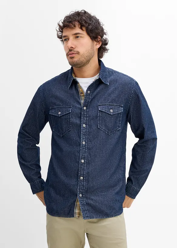 Denimskjorte i 100% bomull, bonprix