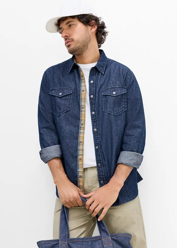 Denimskjorte i 100% bomull, bonprix