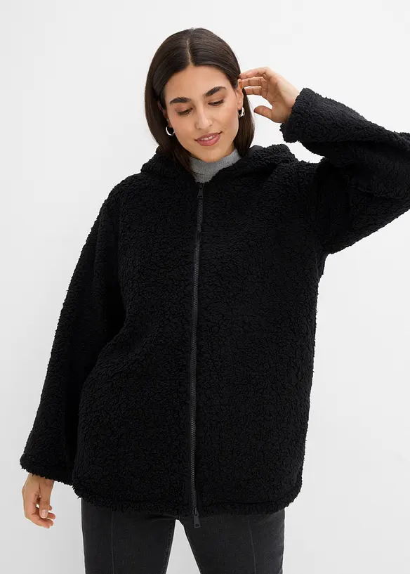 Teddy-fleecejakke i A-modell med sidesplitter, bonprix