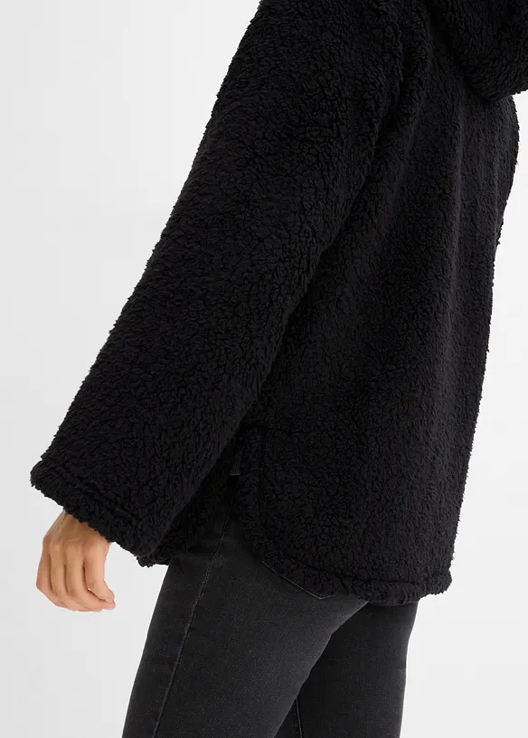 Teddy-fleecejakke i A-modell med sidesplitter, bonprix