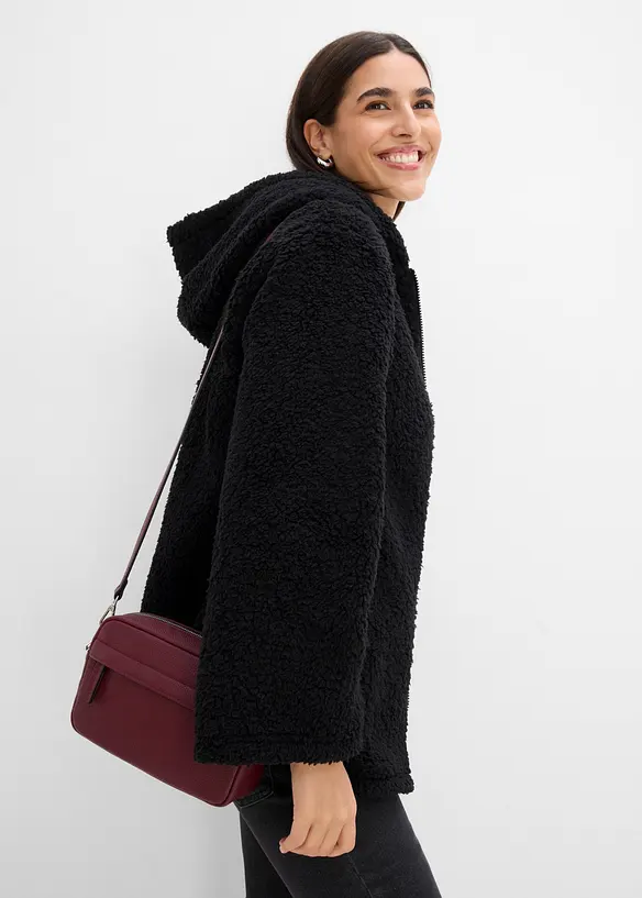 Teddy-fleecejakke i A-modell med sidesplitter, bonprix