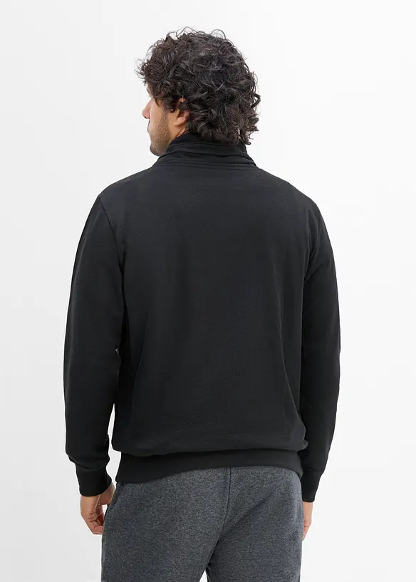 Sweatshirt med sjalskrage og detaljer i imitert skinn, bonprix